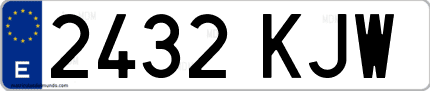 Ejemplo de matrícula de coche ordinaria 2432 KJW