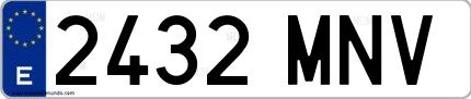 Ejemplo de matrícula española 2432 MNV