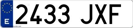 Ejemplo de matrícula española 2433 JXF