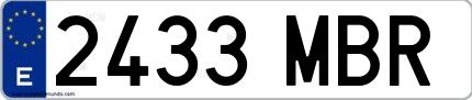 Ejemplo de matrícula española 2433 MBR