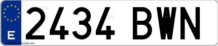 Ejemplo de matrícula española 2434 BWN