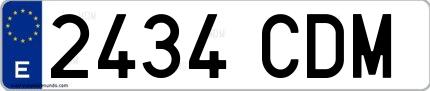 Ejemplo de matrícula española 2434 CDM