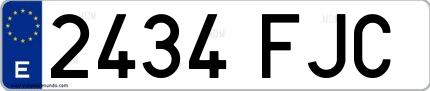 Ejemplo de matrícula española 2434 FJC