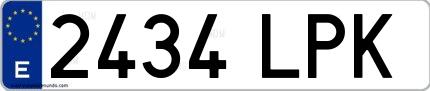 Ejemplo de matrícula española 2434 LPK