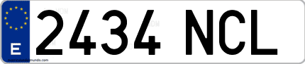 Ejemplo de matrícula de coche ordinaria 2434 NCL