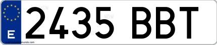 Ejemplo de matrícula española 2435 BBT