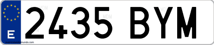 Ejemplo de matrícula de coche ordinaria 2435 BYM