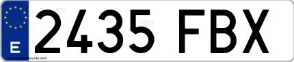 Ejemplo de matrícula española 2435 FBX