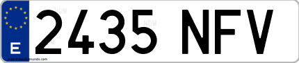 Ejemplo de matrícula de coche ordinaria 2435 NFV