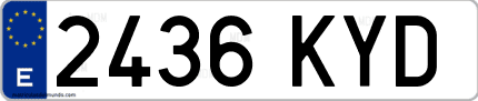 Ejemplo de matrícula de coche ordinaria 2436 KYD