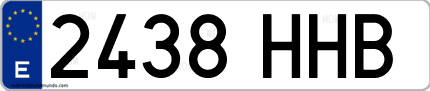Ejemplo de matrícula de coche ordinaria 2438 HHB