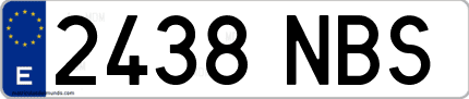 Ejemplo de matrícula de coche ordinaria 2438 NBS