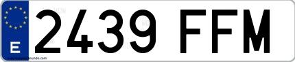 Ejemplo de matrícula española 2439 FFM