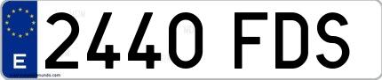 Ejemplo de matrícula de coche ordinaria 2440 FDS