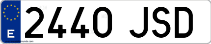 Ejemplo de matrícula de coche ordinaria 2440 JSD