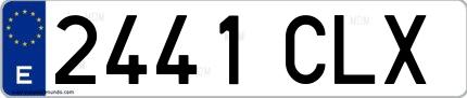 Ejemplo de matrícula española 2441 CLX