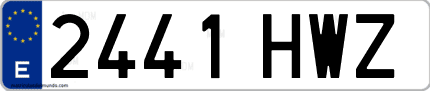 Ejemplo de matrícula de coche ordinaria 2441 HWZ