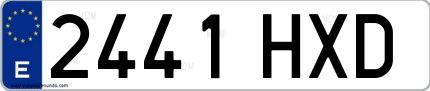 Ejemplo de matrícula de coche ordinaria 2441 HXD