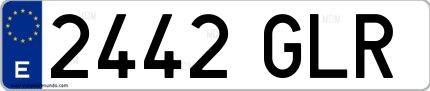 Ejemplo de matrícula española 2442 GLR