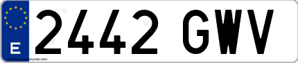 Ejemplo de matrícula de coche ordinaria 2442 GWV