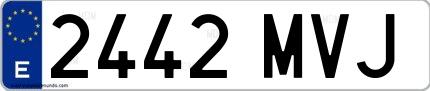 Ejemplo de matrícula española 2442 MVJ