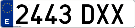 Ejemplo de matrícula de coche ordinaria 2443 DXX