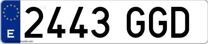 Ejemplo de matrícula española 2443 GGD
