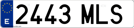 Ejemplo de matrícula de coche ordinaria 2443 MLS