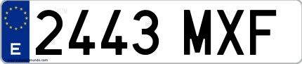 Ejemplo de matrícula española 2443 MXF