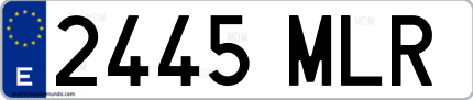 Ejemplo de matrícula de coche ordinaria 2445 MLR