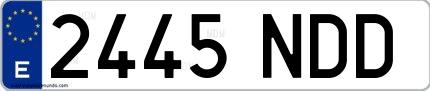 Ejemplo de matrícula española 2445 NDD