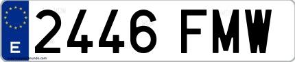 Ejemplo de matrícula española 2446 FMW