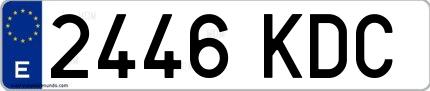 Ejemplo de matrícula española 2446 KDC