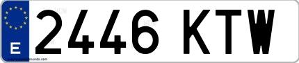 Ejemplo de matrícula española 2446 KTW