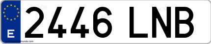 Ejemplo de matrícula de coche ordinaria 2446 LNB