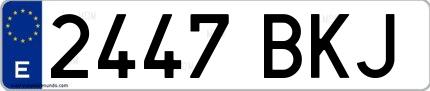 Ejemplo de matrícula española 2447 BKJ