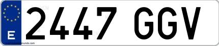 Ejemplo de matrícula de coche ordinaria 2447 GGV