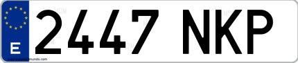 Ejemplo de matrícula española 2447 NKP