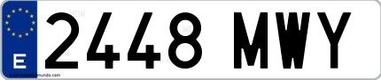 Ejemplo de matrícula española 2448 MWY