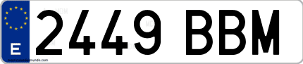 Ejemplo de matrícula de coche ordinaria 2449 BBM