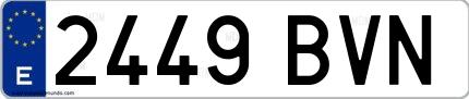 Ejemplo de matrícula española 2449 BVN