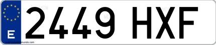 Ejemplo de matrícula española 2449 HXF
