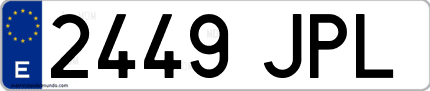 Ejemplo de matrícula de coche ordinaria 2449 JPL