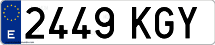 Ejemplo de matrícula de coche ordinaria 2449 KGY