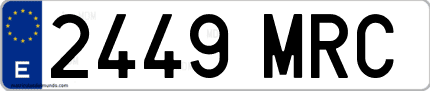 Ejemplo de matrícula de coche ordinaria 2449 MRC