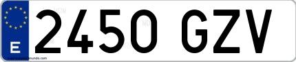 Ejemplo de matrícula española 2450 GZV