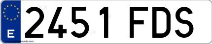 Ejemplo de matrícula española 2451 FDS