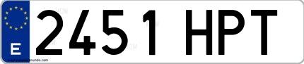 Ejemplo de matrícula española 2451 HPT