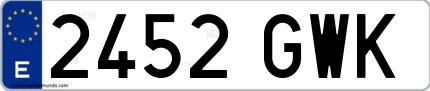 Ejemplo de matrícula española 2452 GWK