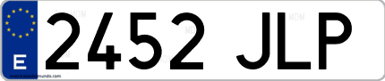 Ejemplo de matrícula de coche ordinaria 2452 JLP
